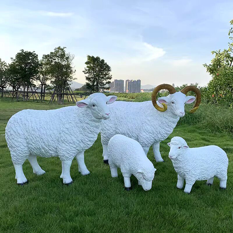 户外仿真绵羊雕塑动物美陈摆件公园售楼部庭院花园园林景观工艺品
