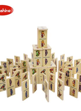 Onshine 28片多米诺野生农场动物交通工具拼图 儿童益智幼教玩具