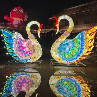 2025大型春节花灯水上摆件蛇年元宵节景区户外场景布置灯展装饰