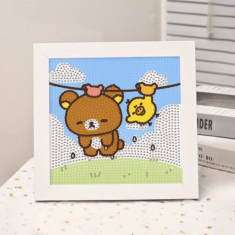 贴钻diy手工卡通小熊钻石贴画儿童益智玩具材料包自粘钻画生日礼