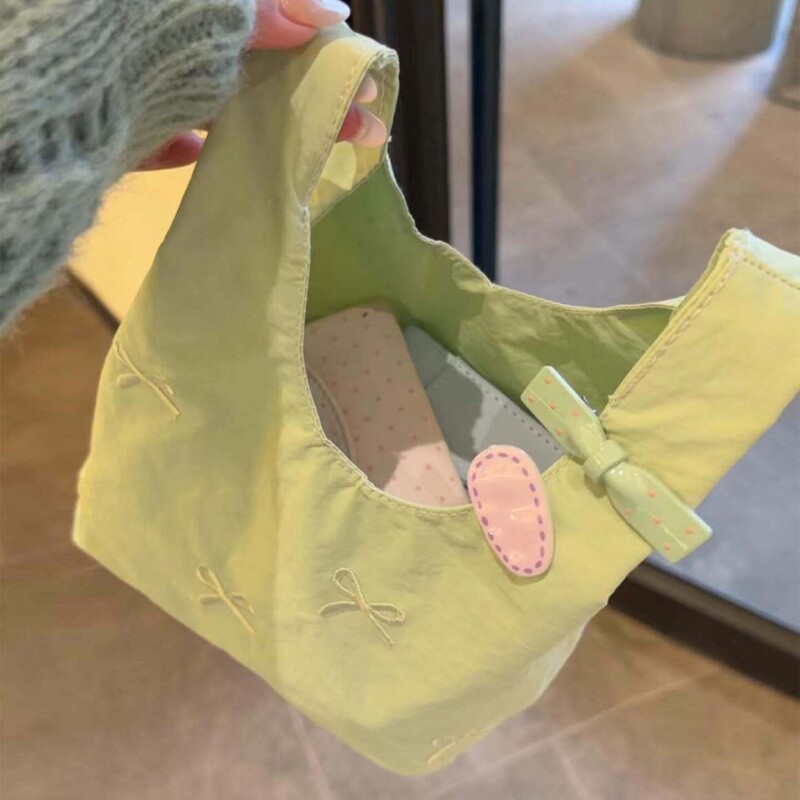 少女风蝴蝶结帆布手提包韩系日常百搭上班外出杂物便携通勤手拎包