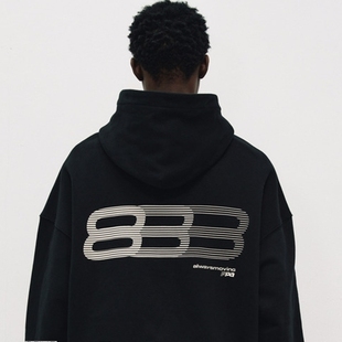 2025渐变跑道图形连帽卫衣国潮春季休闲宽松重磅美式帽衫外套男