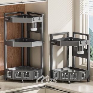 厨房置物架加厚台面转角多功能整理三角墙角调料品调味罐收纳架