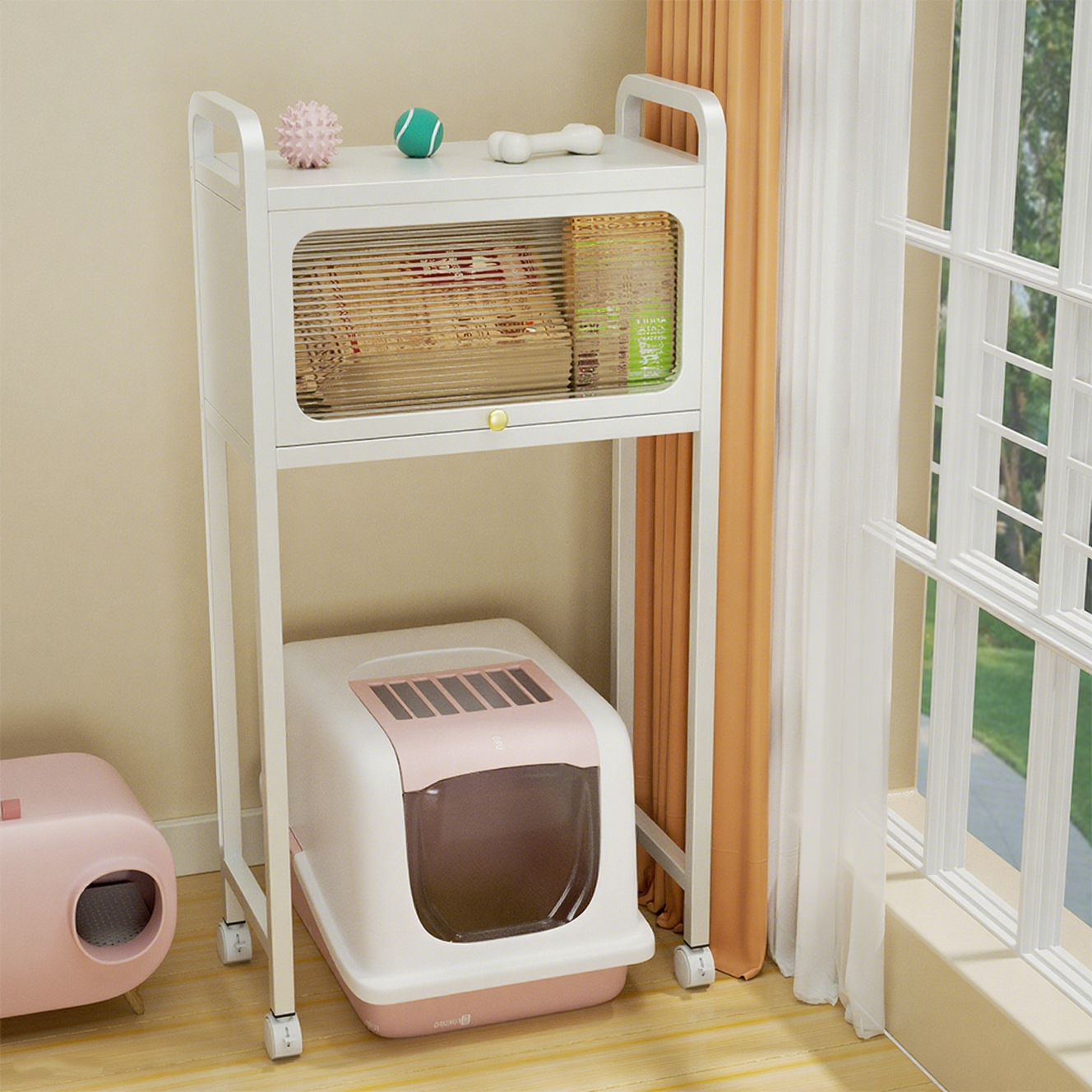 猫砂盆置物架移动扫地机器人