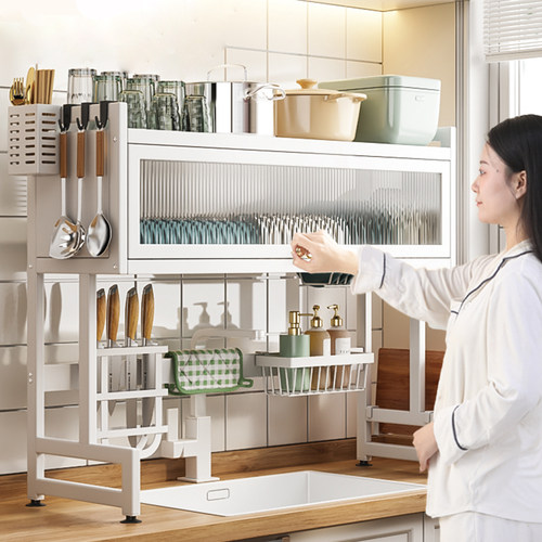 水槽置物架厨房带柜门晾碗盘沥水