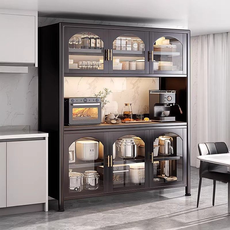 带玻璃厨房餐边柜落地多层置物架收纳多功能微波炉烤箱锅橱柜置物,厨房/烹饪用具,厨房置物架/置物柜/角架,淘宝优惠券,粉丝福利购,淘宝优惠卷