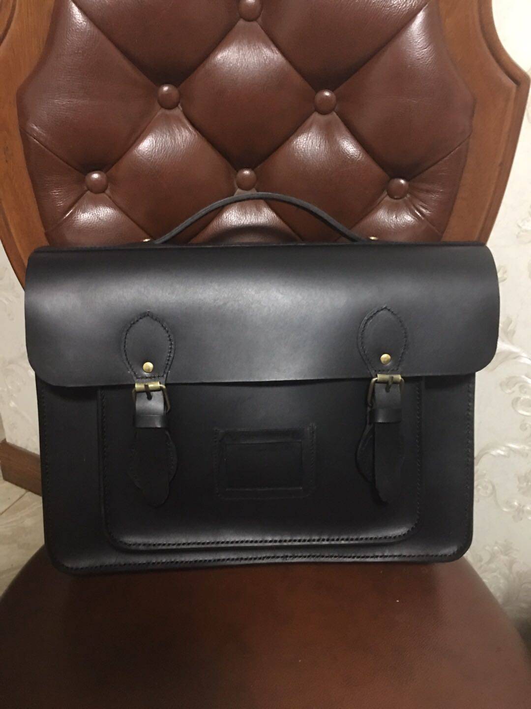 纯手工头层牛皮剑桥包 真皮英伦风双肩电脑 文件公文包 男