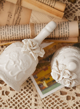 法式复古陶瓷手摇铃铛呼叫提醒铃铛餐厅吧台传菜铃欧式家居摆件