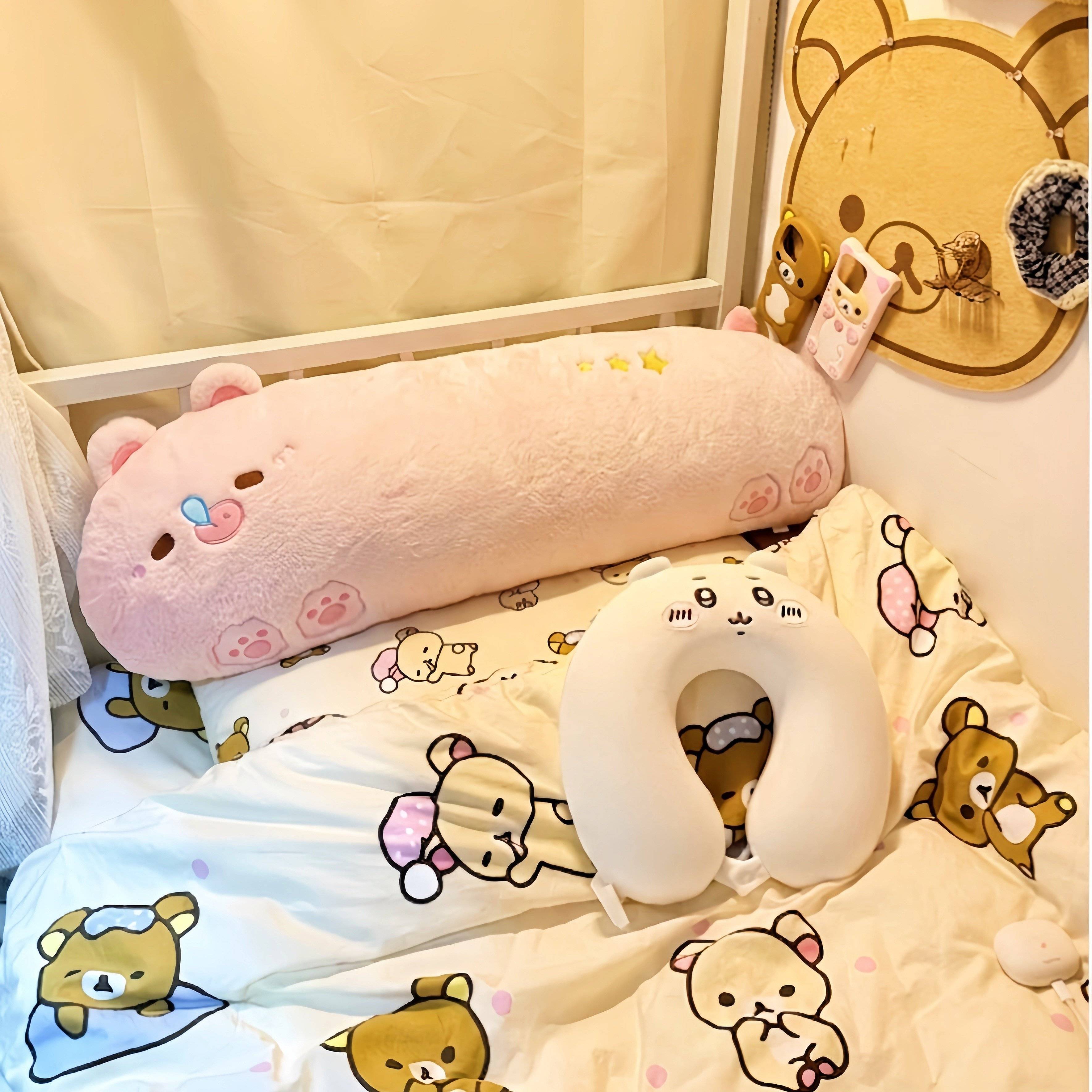 粉色猪猪抱枕女生睡觉专用夹腿长条靠枕宿舍床头毛绒可爱大靠垫