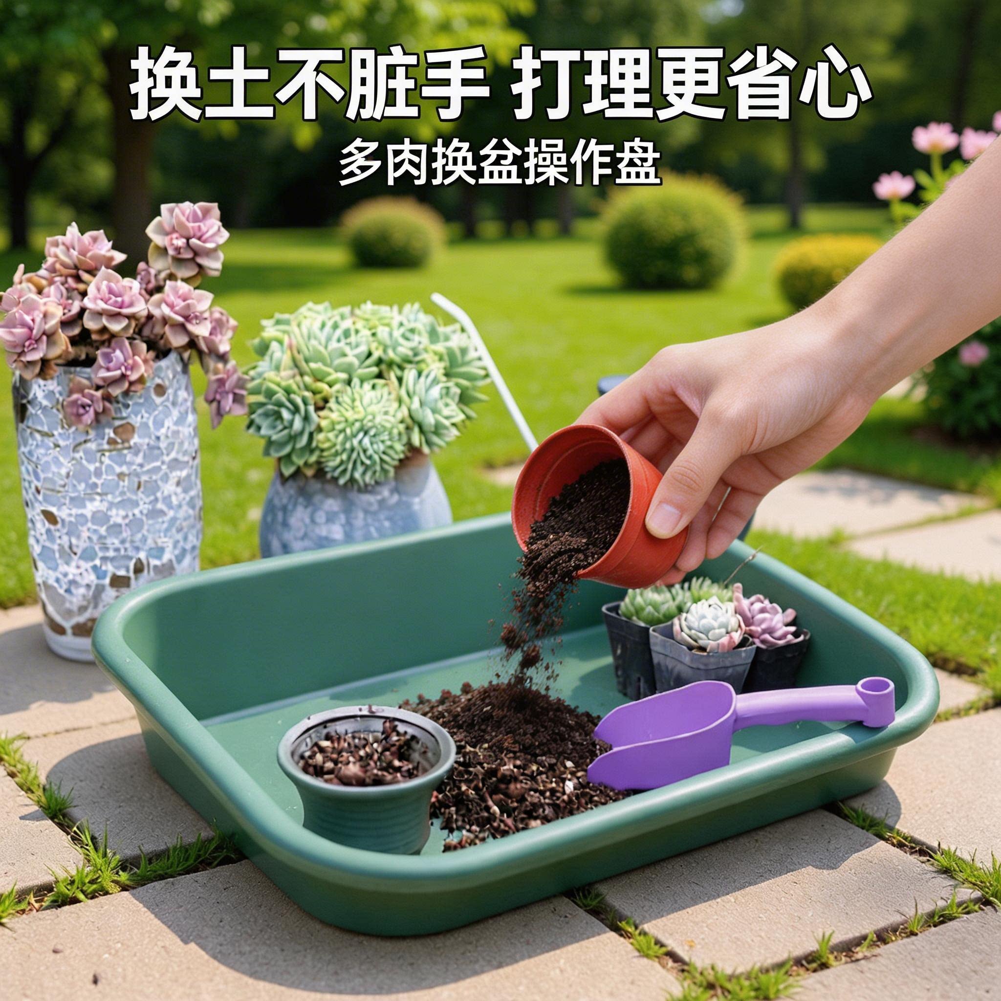 家用园艺工具多肉换盆操作盘批发大号加厚塑料多功能托盘换土地垫