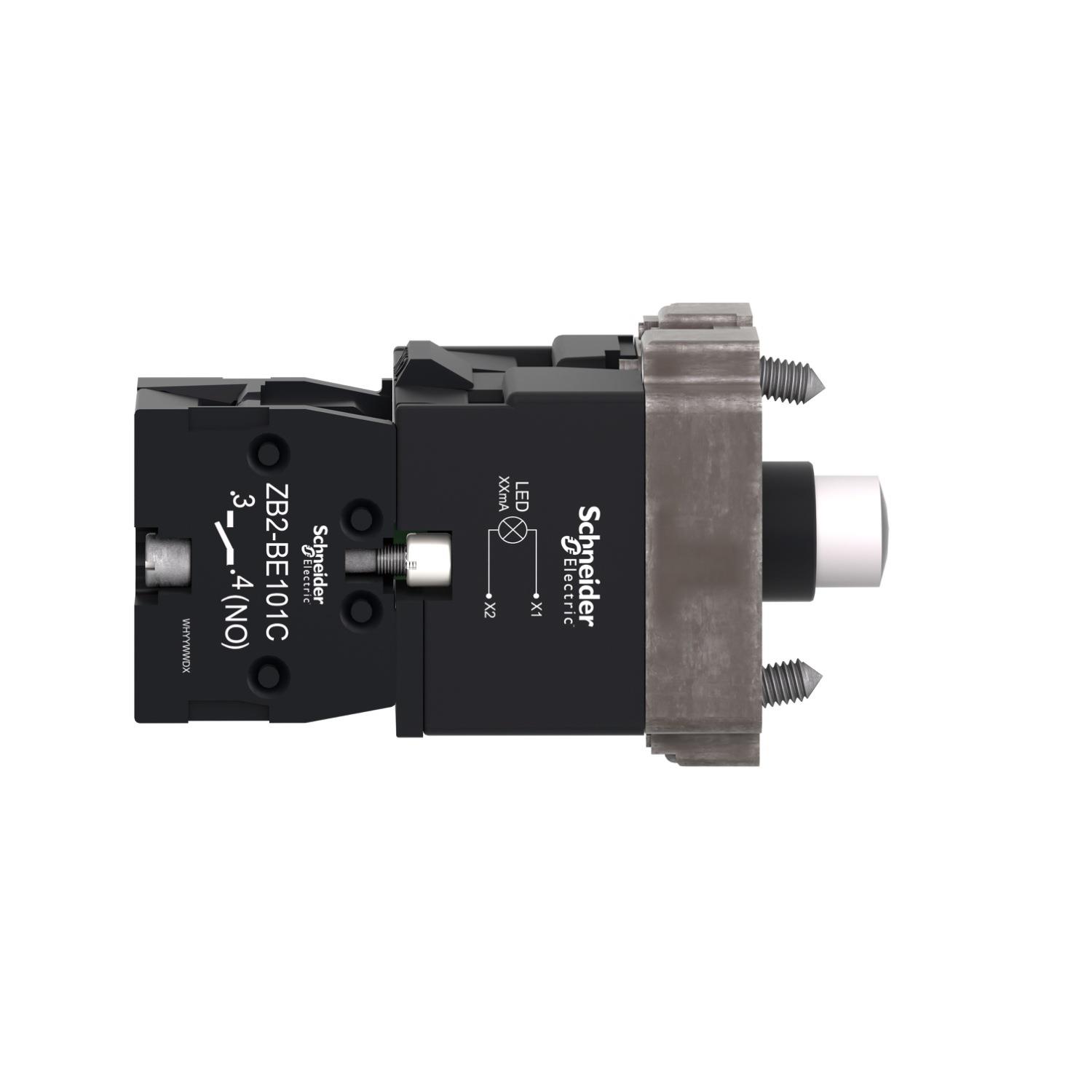 ZB2BWB11C AC/DC 24V 带灯按钮基座白色 Ø22 含LED灯 1NO