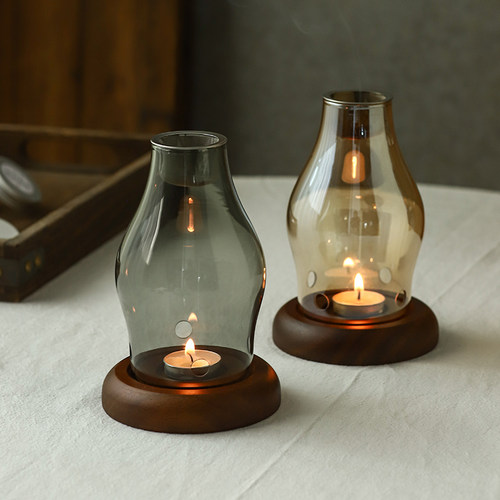 家用中式复古香薰炉玻璃烛台灯