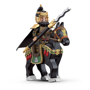 迪库中国积木三国小侠蜀国五虎上将张飞珍藏版名马乌云踏雪玩具