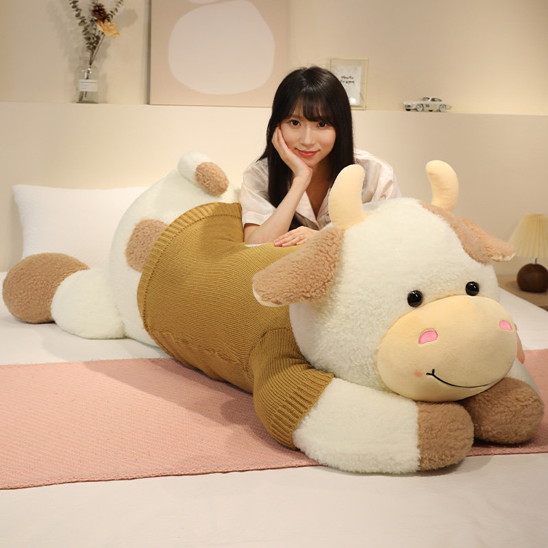 趴趴牛长条抱枕可爱牛牛公仔玩偶
