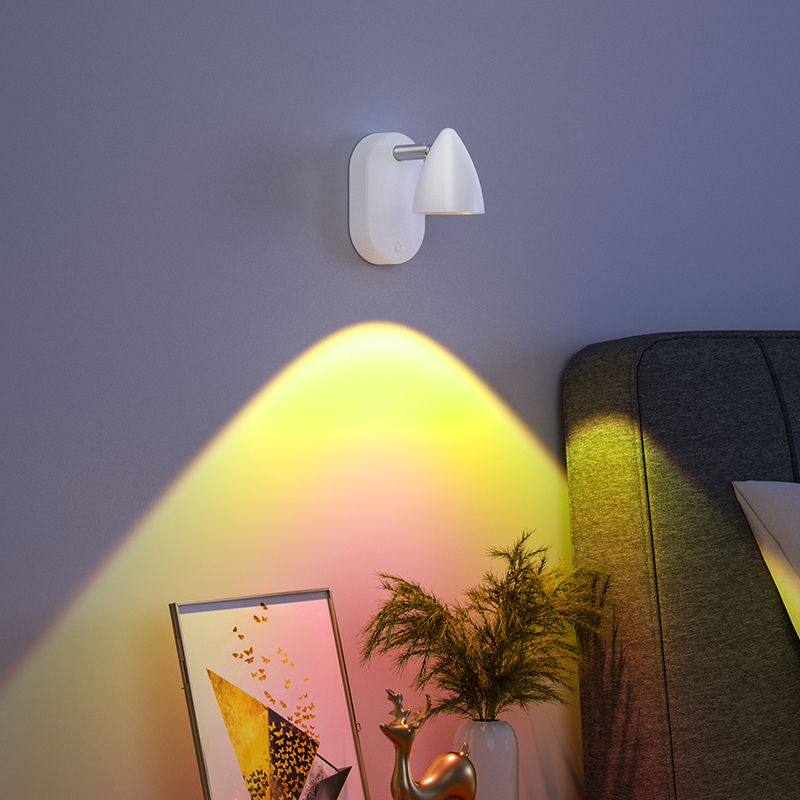 充电免布线壁灯家用日落氛围卧室客厅背景墙装饰画灯无线遥控射灯