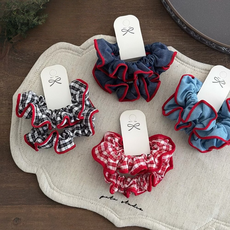 新款韩系牛仔木耳边大肠发圈