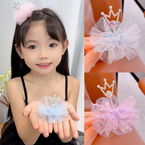 韩国儿童网纱皇冠发夹女童新款公主头饰宝宝生日王冠发卡顶夹发饰