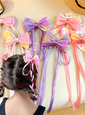 儿童发带女绑发蝴蝶结编发发夹小女孩公主长飘带发卡夏季女童发饰