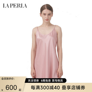 6期免息 LAPERLA睡衣女SILK真丝吊带睡裙性感桑蚕丝家居服短款