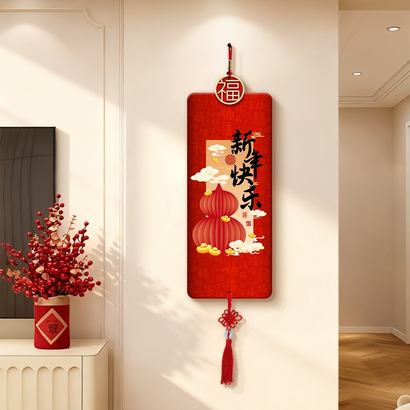 新年装饰2026马年喜庆挂画客厅电视背景墙挂饰春节过年氛围布置