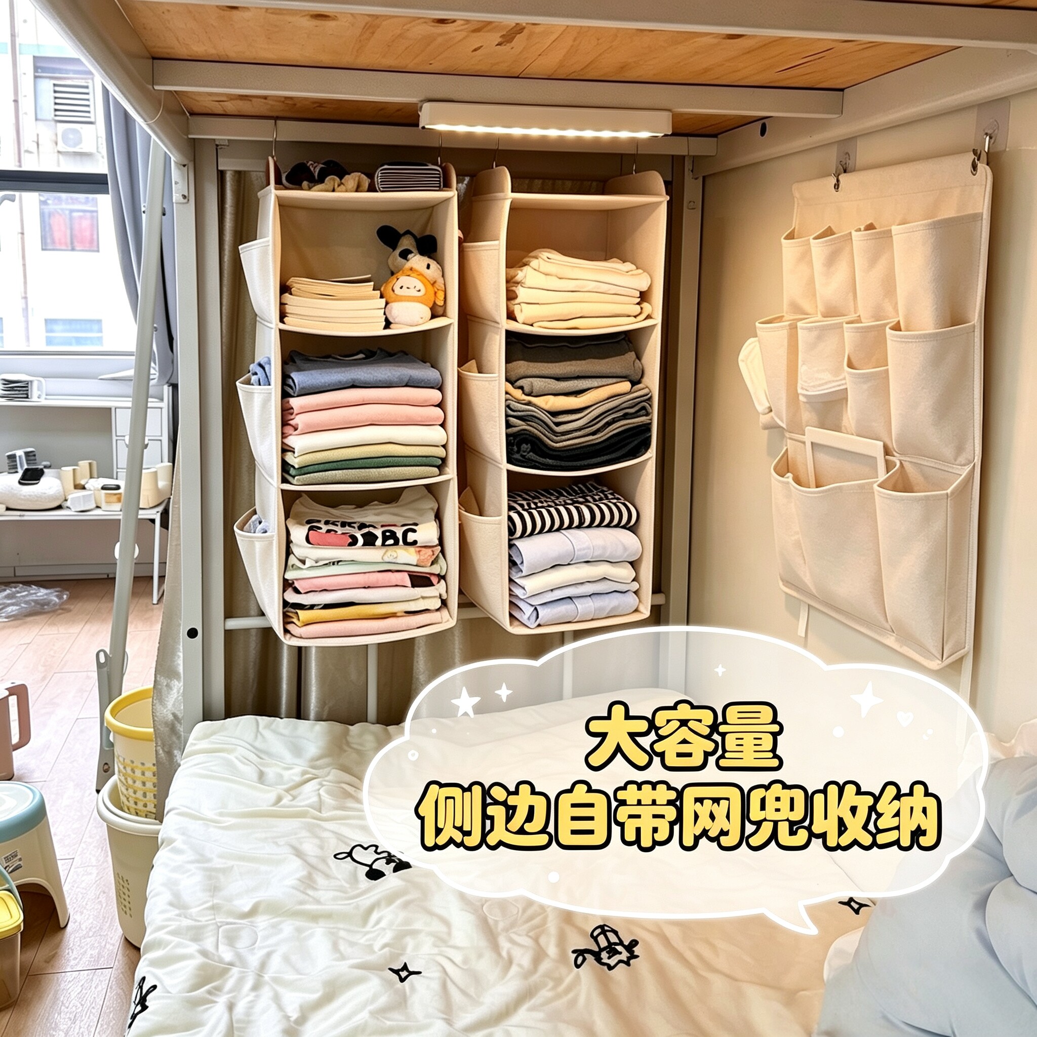 宿舍床上挂衣架免打孔上下铺实用挂衣杆学生寝室床头衣物收纳神器