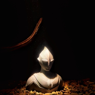 鱼缸造景摆件迪迦奥特曼沉水创意石像水泥草缸沉底微景观装饰品