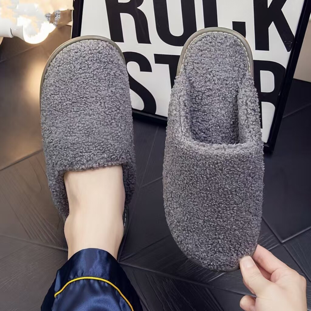日系秋冬季毛居家用男女保暖棉拖鞋家居室内地板防滑冬天棉拖