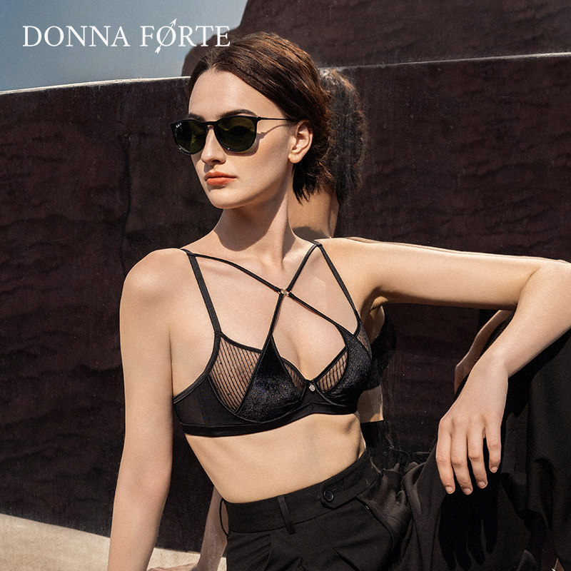 DonnaForte内衣X型丝光绒拼刺绣超薄大胸显小文胸|Paloma Nexus