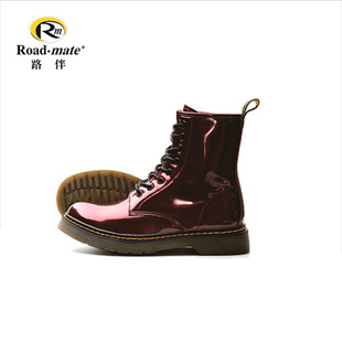 舒适休闲时尚 亮面个性 路伴女鞋 百搭英伦靴马丁靴 微瑕款