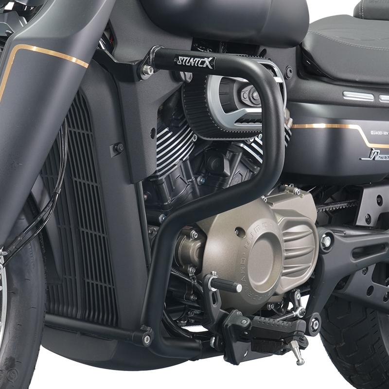 STUNTCX护杠适配钱江闪400保险杆机车防摔杠司当克斯改装配件