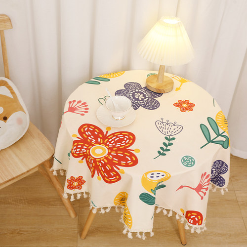桌布棉麻布艺小清新拍照圆桌台布