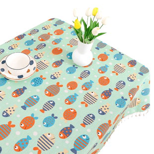 印花布艺棉麻桌布森系书桌学生宿舍ins风长方形野餐野营布茶几垫