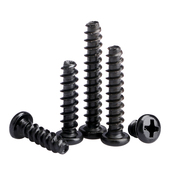 汉固威M2M2.3M2.5M2.6M3M3.5M4M5黑色PB十字圆头平尾自攻螺丝螺钉