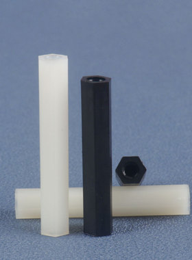 汉固威白色尼龙柱双通六角柱黑色塑料支撑柱间隔柱M2M2.5M3M4M5M6