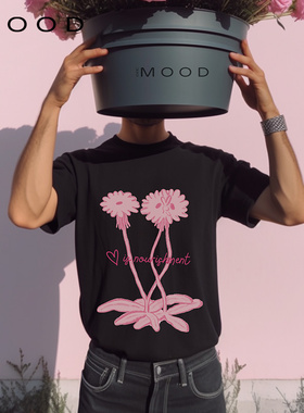 310MOOD 春夏新品艺术家合作系列雏菊宽松t恤纯棉短袖
