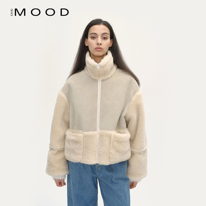 310MOOD奶油拼接小泰迪外套