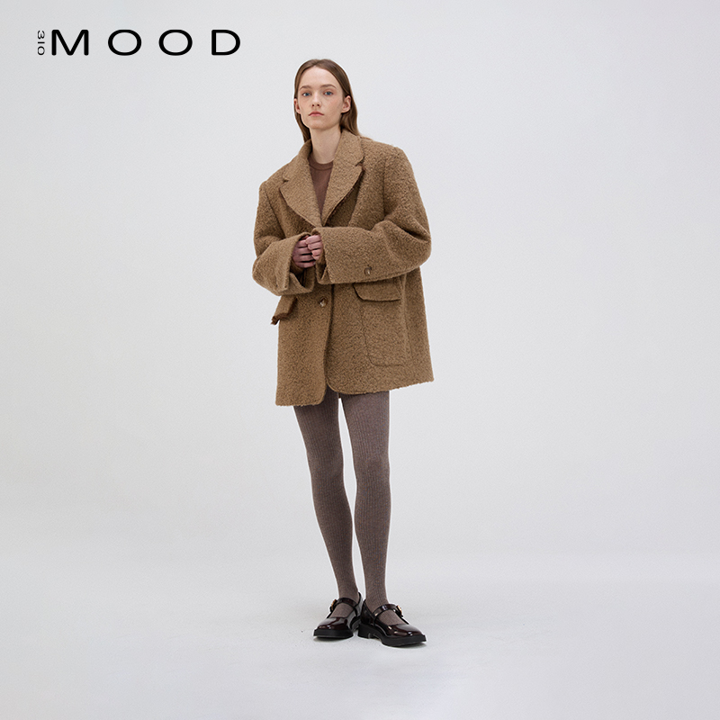 310MOOD毛毛领西装大衣