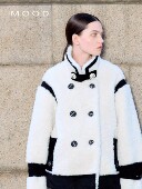 310MOOD秋冬新品 白鹿同款 复古休闲舒适保暖加厚拼接机车外套