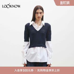 钩针拼接假两件衬衫 LOOKNOW26春夏新品 well medium