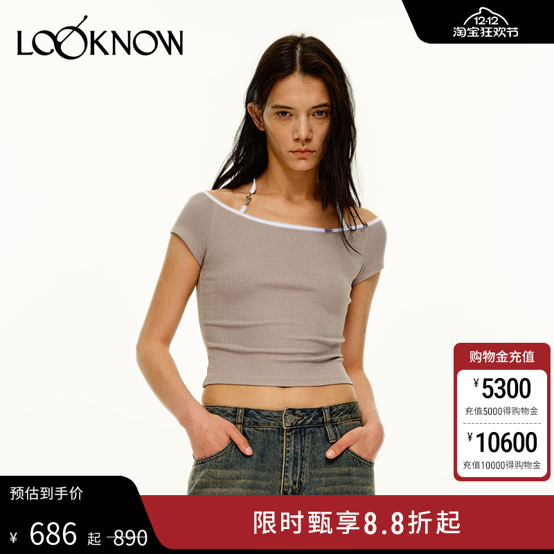 madeinnormal灰色挂脖短袖针织衫