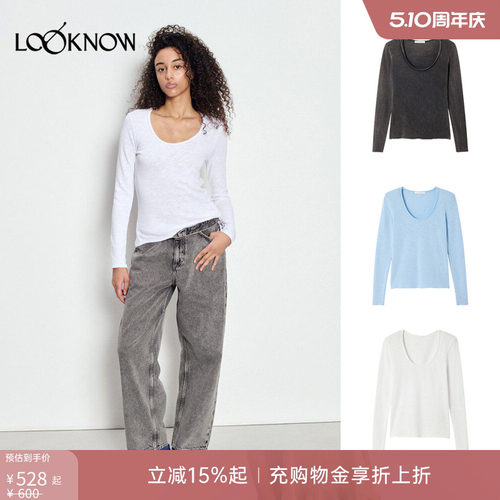 american vintage LOOKNOW26春季新品多色V领长袖T恤