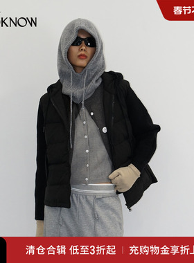 madeinormal X LOOKNOW2025秋冬新品黑色拼接轻量连帽羽绒服女