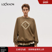 DUST LOOKNOW2025冬季 ICE 新款 印花分割套头卫衣