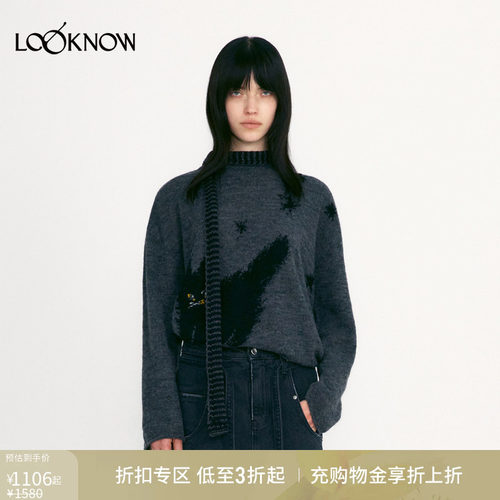 LOW CLASSIC X LOOKNOW冬季新品多色猫咪长袖衫毛衣女