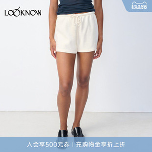 american vintage LOOKNOW26春季新品米白色松紧短裤