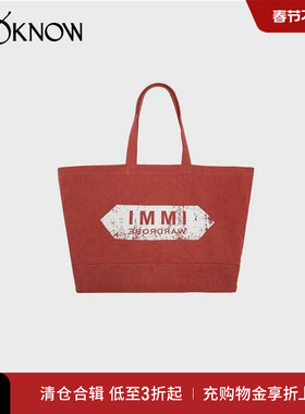 IMMI设计师品牌LOOKNOW大容量红色托特帆布包