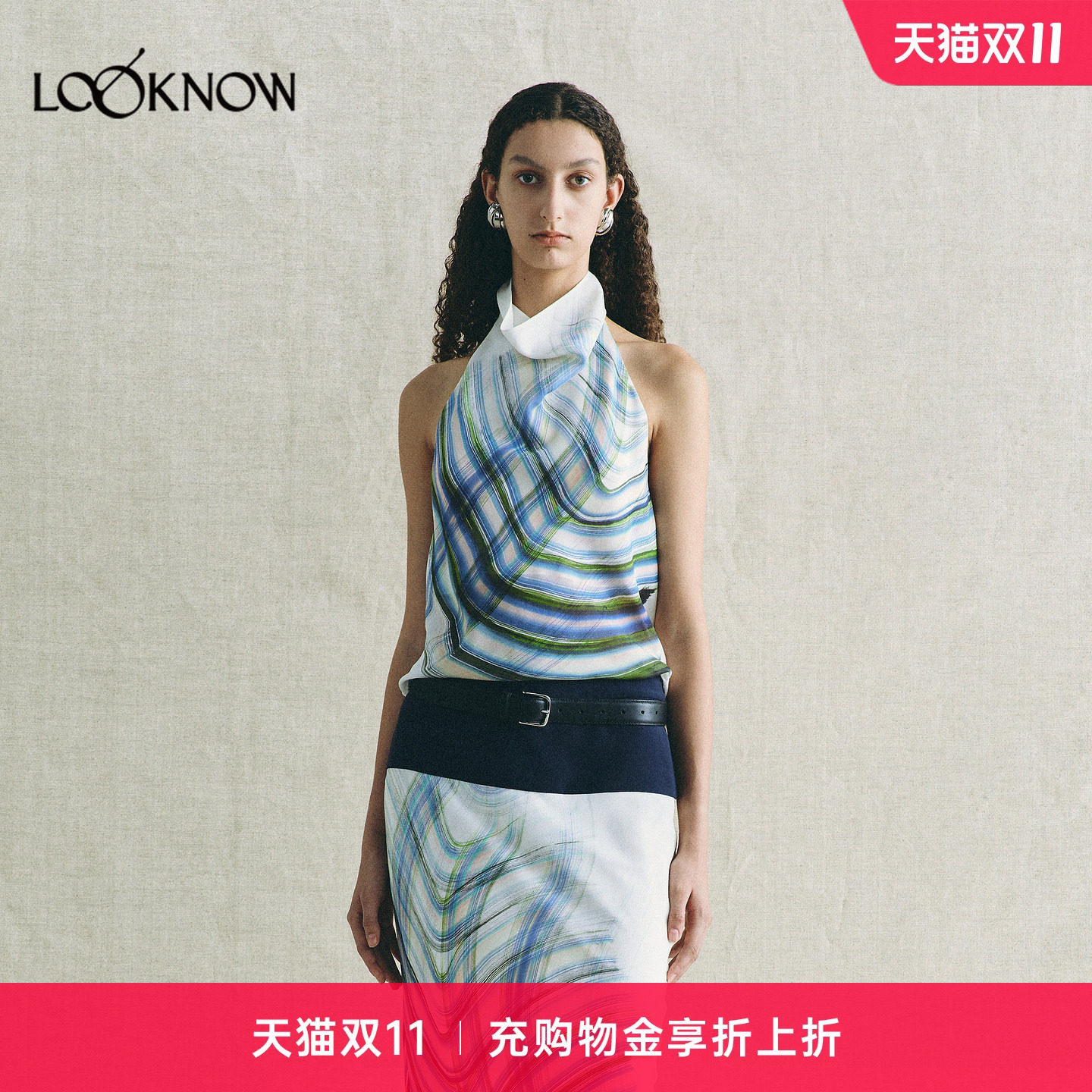 deepmoss X LOOKNOW设计师品牌26新品缎之乐章挂脖上衣