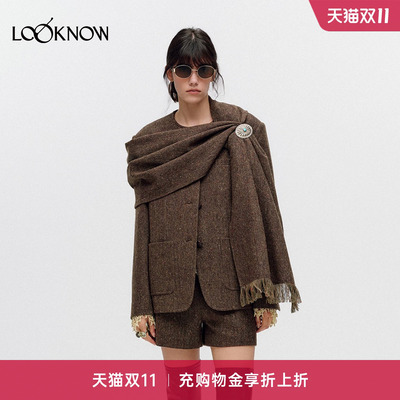 ice dust X LOOKNOW设计师品牌26秋季新品披肩款无领外套