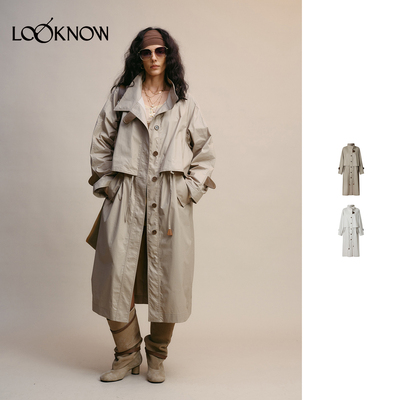 if by land X LOOKNOW设计师品牌26秋季新品涂层拼皮袢风衣外套