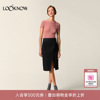 Rouje x LOOKNOW设计师品牌新款蕾丝蕾半袖针织T恤女